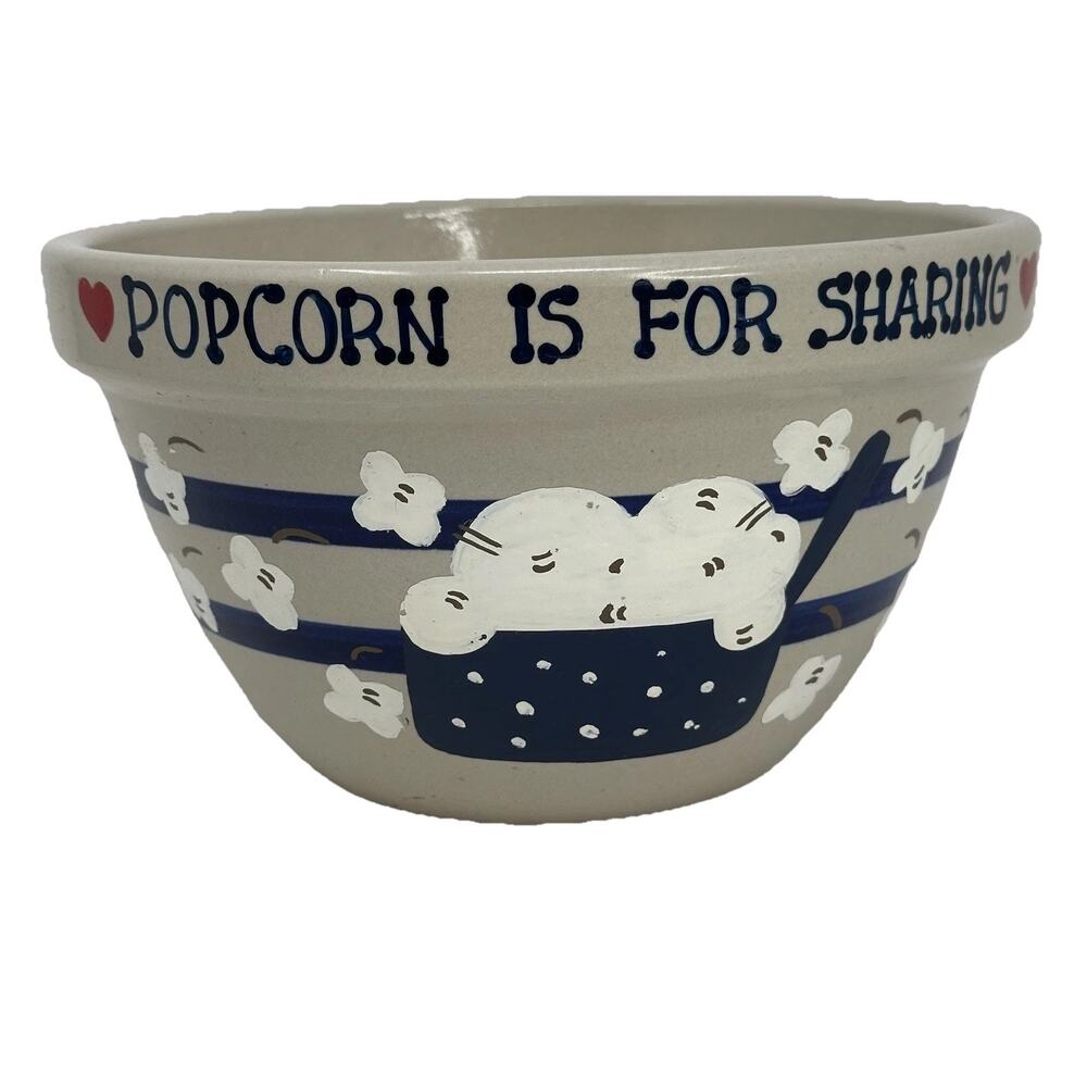Vintage Robinson Ransbottom Roseville Pottery Stoneware Popcorn Is For Sharing